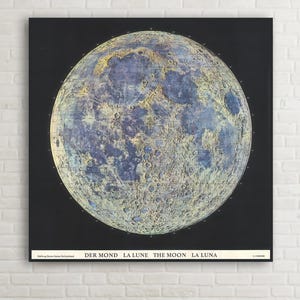 Himmlische Mondkarte - Der Mond in mehreren Sprachen - Einzigartige Wanddekoration