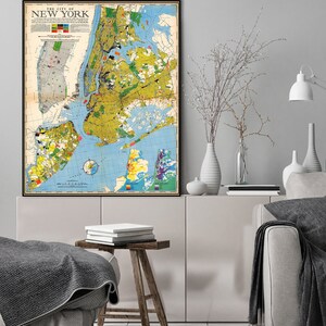 Vintage New York City Wandkunst, ein Triumph der visuellen Darstellung qualitativer Informationen, NYC Karte Kunstdruck, New York City Geschenk.