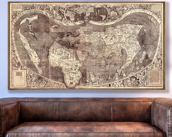 Weltkartendruck, 1507, Waldseemüller-Nachdruck – Erste Verwendung von Amerika, Ptolemäus