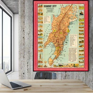 Plano de Bombay: mapa clásico de Bombay con rutas de tranvía y lugares emblemáticos