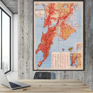 Vintage Mumbai Map Print: Colorful Bombay City Plan