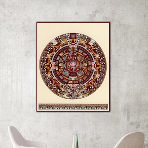Ancient Aztec Calendar, Aztec Sun Stone created by the Aztecs of Tenochtitlan  during the reign of tlatoani Moctezuma II, Mexica art.