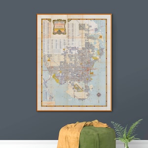 Vintage kaart van St. Petersburg, Florida, oude druk van St. Petersburg FL, St. Pete kaart, geschenken Florida.