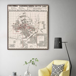 Vintage map of Butte Montana, old Butte map, Butte MT, Butte poster map, Montana maps, Montana gifts.