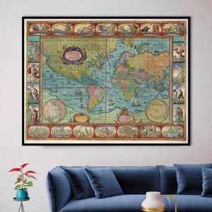 Ancienne carte du monde de Willem Blaeu parmi les plus belles jamais réalisées, Nova totius terrarum orbis Geographica ac hydrographica tabula.