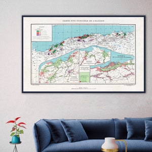 Weinanbau Karte Algerien, algerische Weine Karte, Weine aus Algerien, Algerien Poster Karte, Algerien Wandkarte, Wein Geschenke.