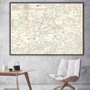 Vintage Lufthansa historischer Flug- und Linienplan,Lufthansa Plakat, Kommerzielles Fluglinienplakat, Luftfahrtplakat, Luftfahrtgeschenk.