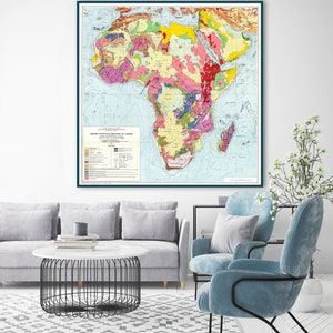 Vintage Afrika Geologie Karte - französischer wissenschaftlicher Druck