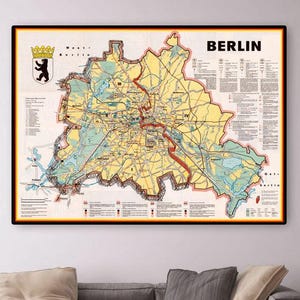 Vintage Berlin Wall Map Art: Cold War History Print