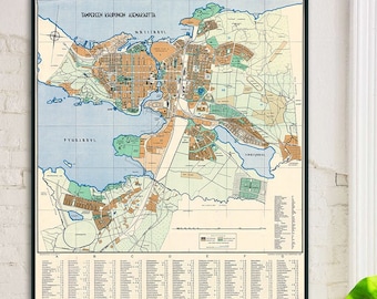 Vintage map of Tampere Finland, old Tampere map, Tampere city map, Finland maps, old Finland map print.