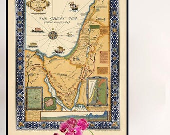 アンティーク聖書地図 - 大洪水後の国々の分布 - カナンの子孫の分布