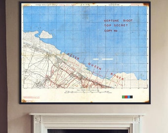 Framed D-Day Landings Map Laser cut and engraved A4 Size