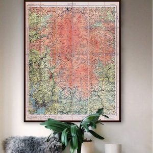 Vintage Dartmoor-toeristenkaart, Dartmoor-print, Ordnance Survey of England and Wales, afdrukformaat 35 x 44".