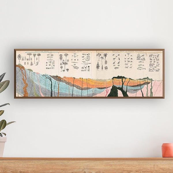 Vintage Geology Poster: Rock Strata, Paleontology Art Print