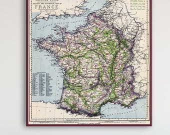 Vintage Wine Map of France: Historical Decor Art Print