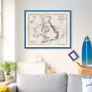 Carte des épaves des îles britanniques montrant les stations de sauvetage, carte des épaves, décor nautique.