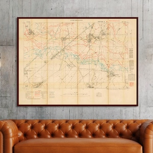 WW1 Britse loopgraafkaart, kaart van de Eerste Wereldoorlog, WO1-kaart, militaire posterkaart, oorlogskaart, oorlogskaartcadeau.