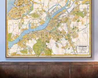Mapa Göteborga z 1931 roku, sztuka ścienna Szwecji