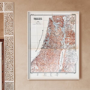 Art mural ancien de Palestine, carte vintage de la Palestine, art palestinien, cadeau Palestine, art ottoman.