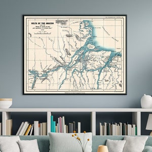 Delta des Amazonas von der Royal Geographical Society, Amazonas Wandkarte, Vintage Amazonas Druck.