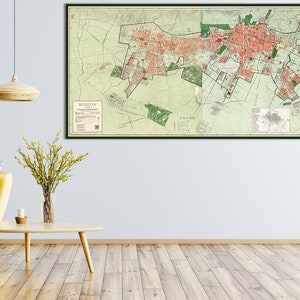 Vintage Landkarte von Bogota, alte Bogota Wandkunst, große Kolumbien Kunstdruck Dekor.