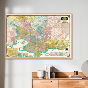 Vintage map of Montevideo, old Montevideo print, Uruguay gift.