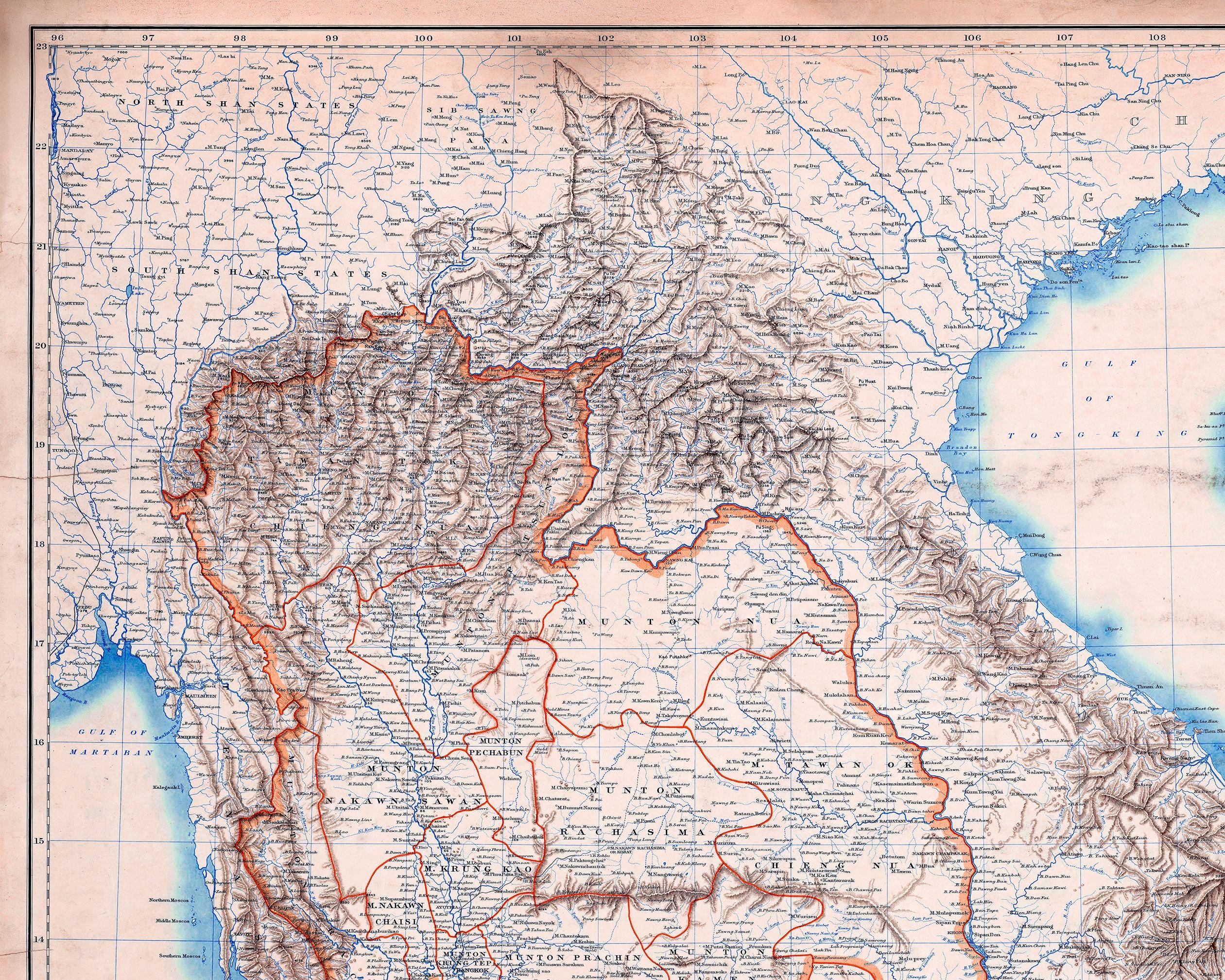 Vintage Thailand Map Print: Kingdom of Siam, 1900 - Etsy