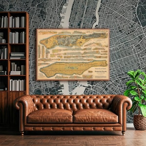 Carte géologique historique de l'île de Manhattan, New York, art mural vintage, impression Manhattan antique.