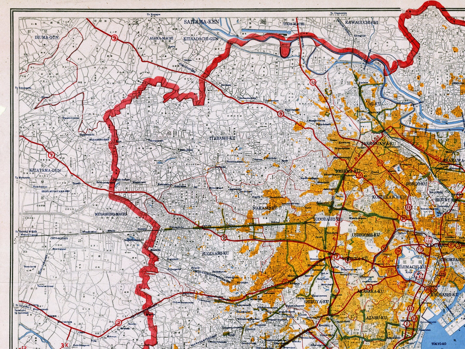 Vintage Map of Tokyo Old Tokyo Print Large Tokyo Wall Art - Etsy