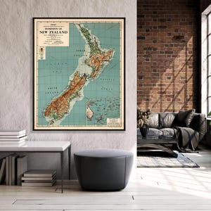 Vintage-Neuseelandkarte als Kunstdruck – Hochwertige Wanddekoration, authentische historische Kartenreproduktion, Kiwi-Geografieposter