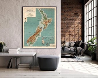 Vintage New Zealand Map Print - Premium Wall Decor, Authentic Historic Map Reproduction, Kiwi Geography Poster
