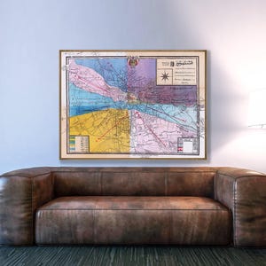 Vintage Tabriz-kaartafdruk: groot oud Iran-kaartdecor