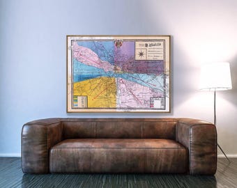 Vintage Tabriz Map Print: Large Old Iran Map Decor