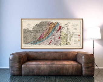 Vintage Virginia Geological Map Print: Coal Strata Wall Art