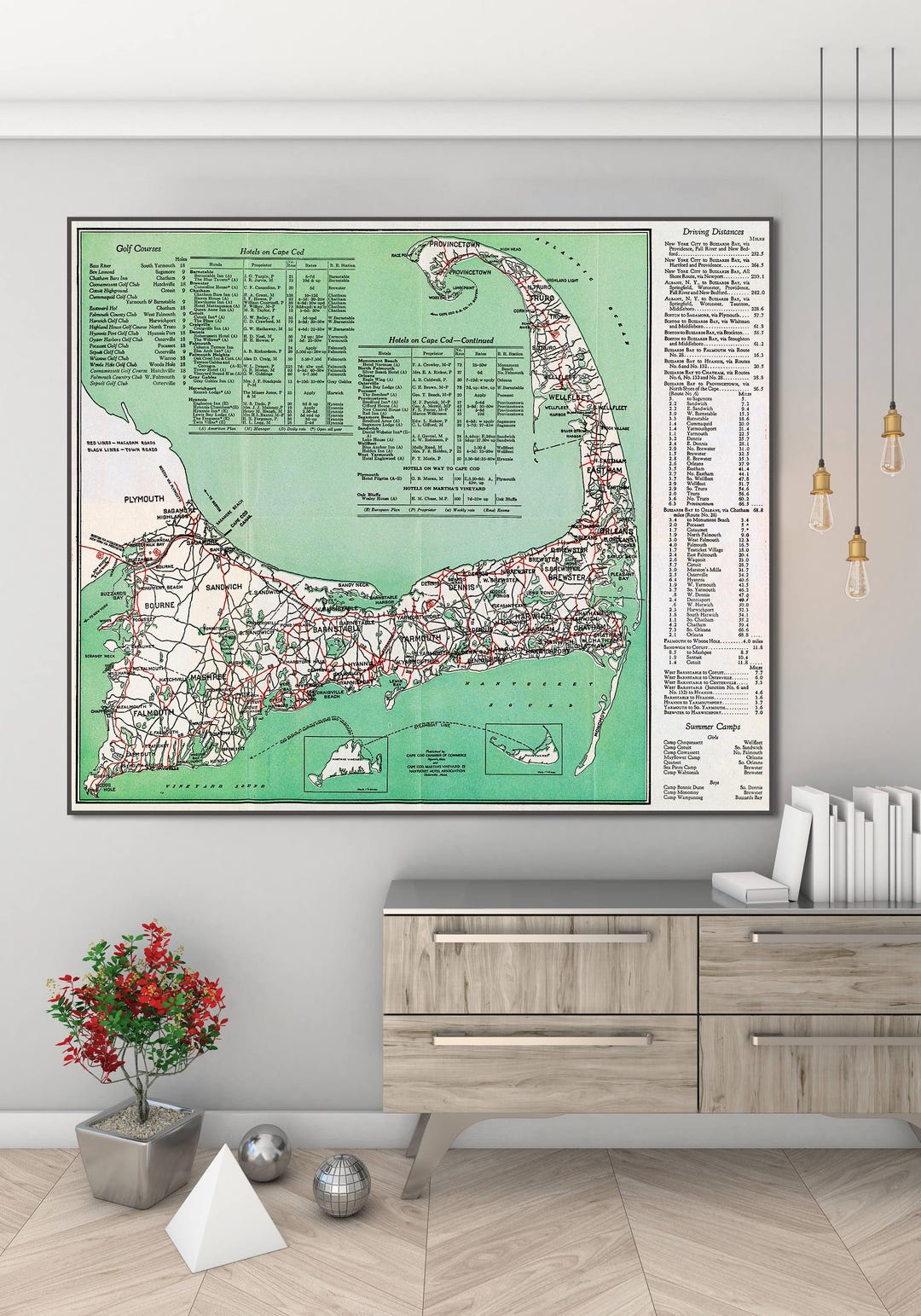 Vintage Cape Cod Road Map Print: Massachusetts Decor - Etsy