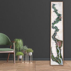 Art de la carte de la Tamise : impression panoramique vintage 1840