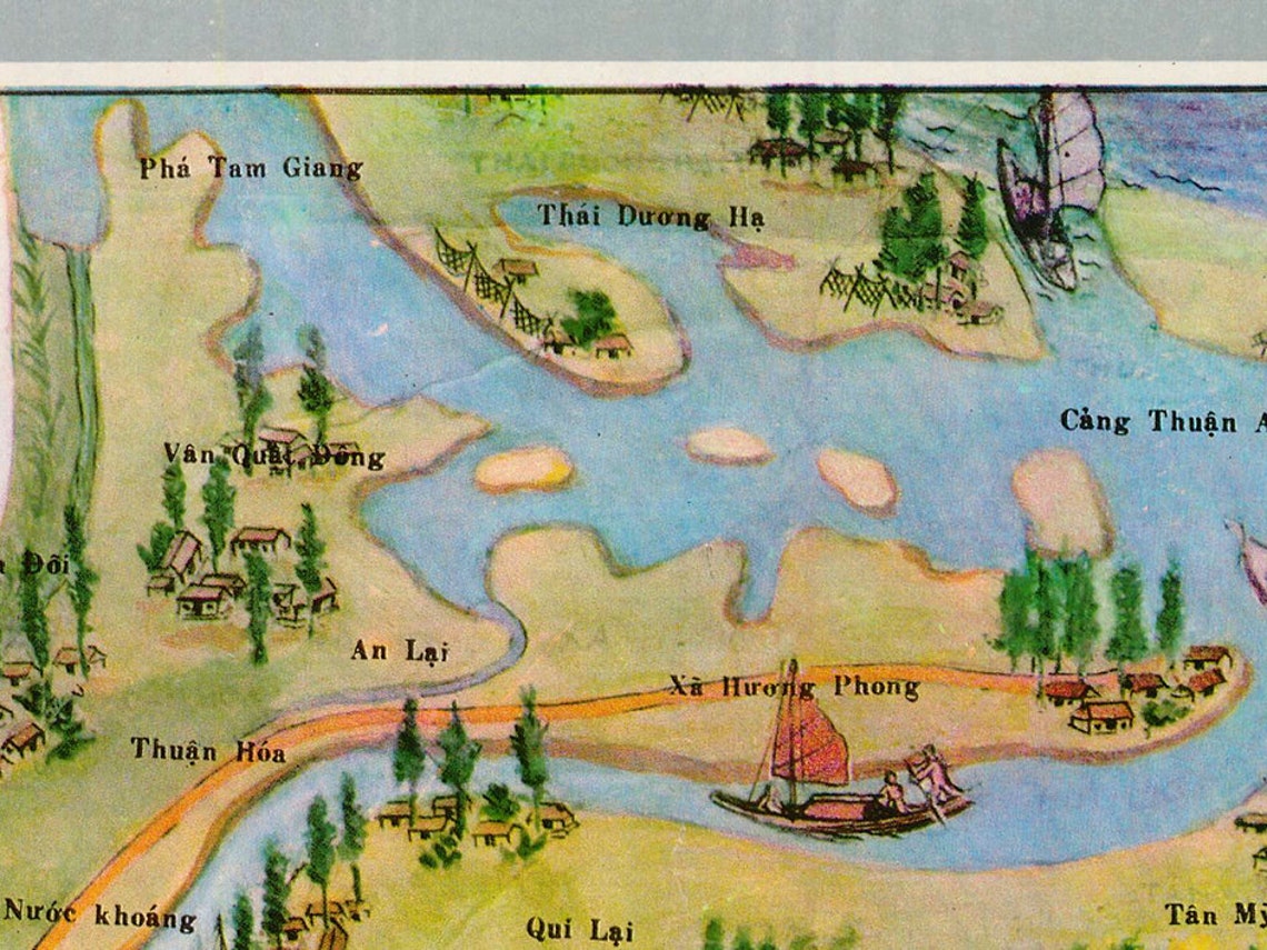 Vintage Map of Hue Vietnam Hue Map Hue Vietnam Old Hue Map Etsy