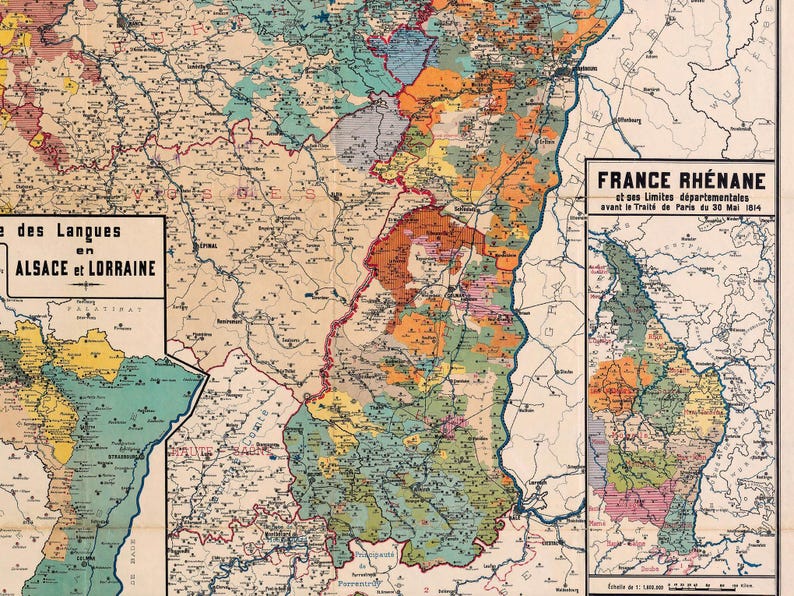 Vintage Alsace Lorraine Map Print Old France Region Art Etsy Il 5iep 