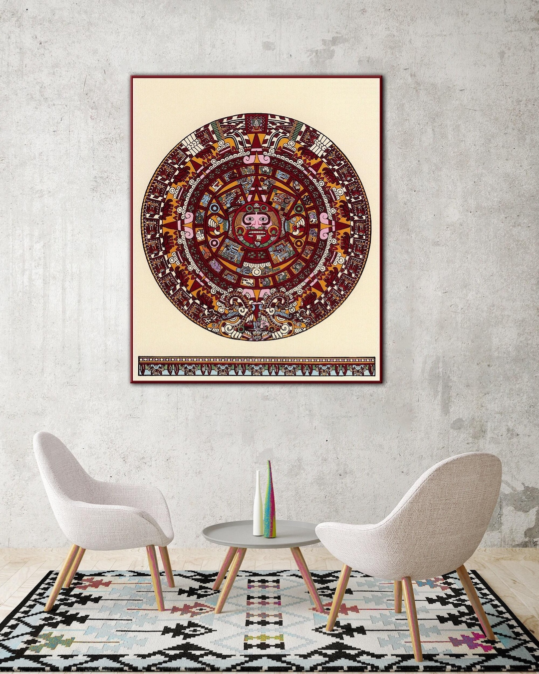 Aztec Calendar Stone Print: Ancient Mexica Art - Etsy