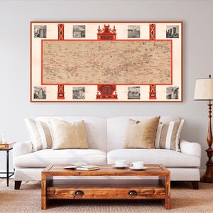 Loire Valley France Map: Vintage Chateaux & Wine Tourism Art Print