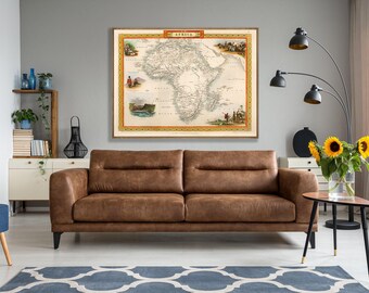 Antique Africa Map Print: 1851 John Tallis Atlas Art