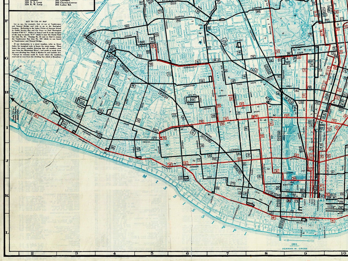 Vintage Map of St. Louis St. Louis Print St. Louis Wall Art - Etsy