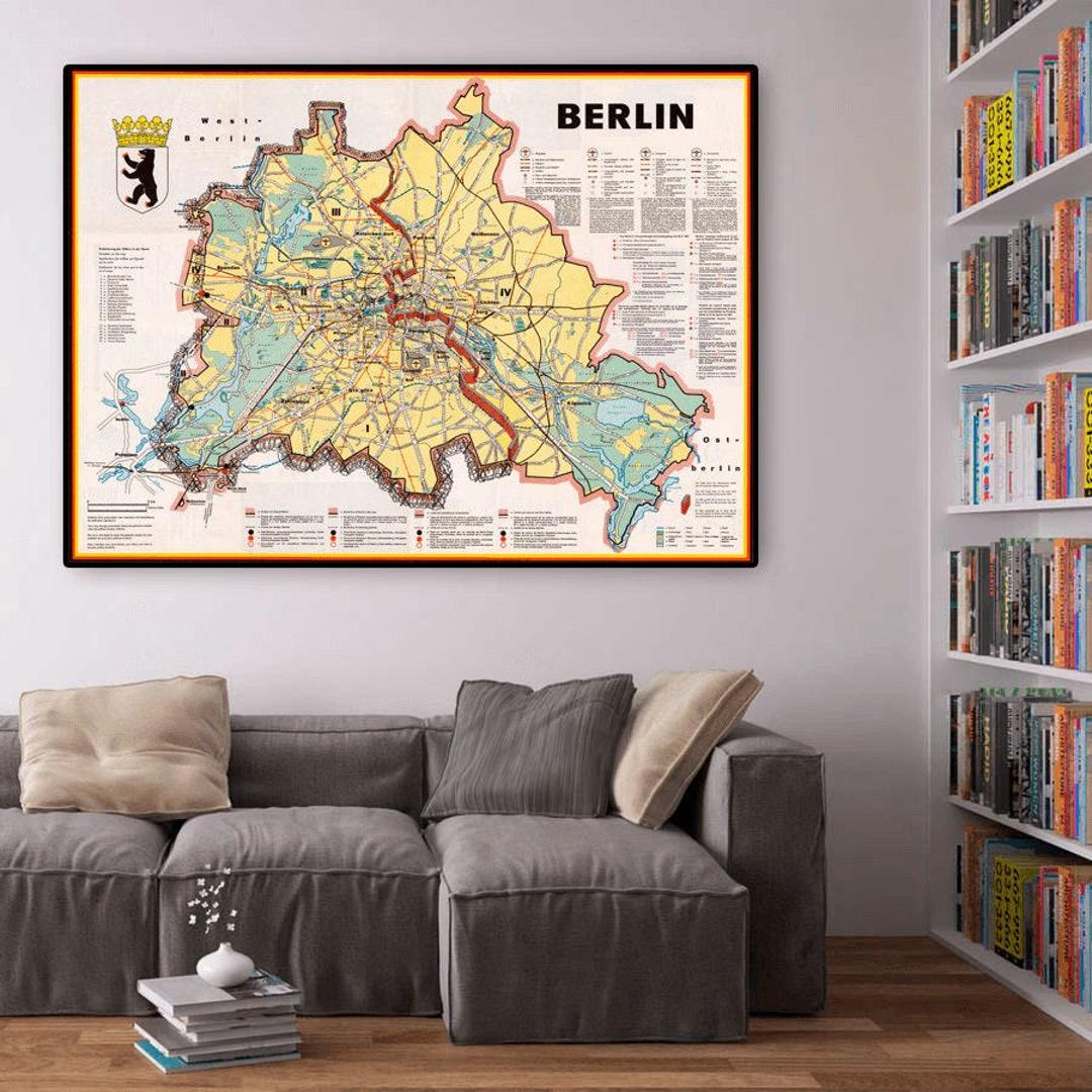 Vintage Berlin Wall Map Art: Cold War History Print - Etsy