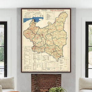 Old Poland map, vintage Poland print, historic Poland wall art, Polish art print, Polska = This is Poland = C&#39;est la Pologne