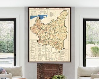 Old Poland map, vintage Poland print, historic Poland wall art, Polish art print, Poland home decor, Poland gifts.