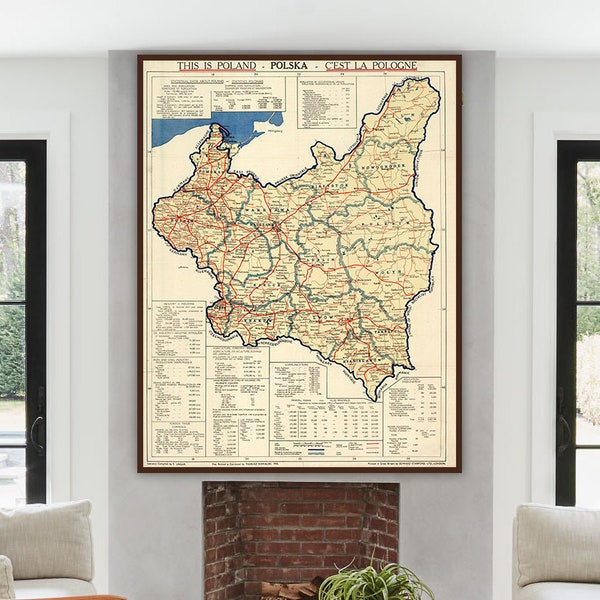 Old Poland map, vintage Poland print, historic Poland wall art, Polish art print, Poland home decor, Poland gifts.