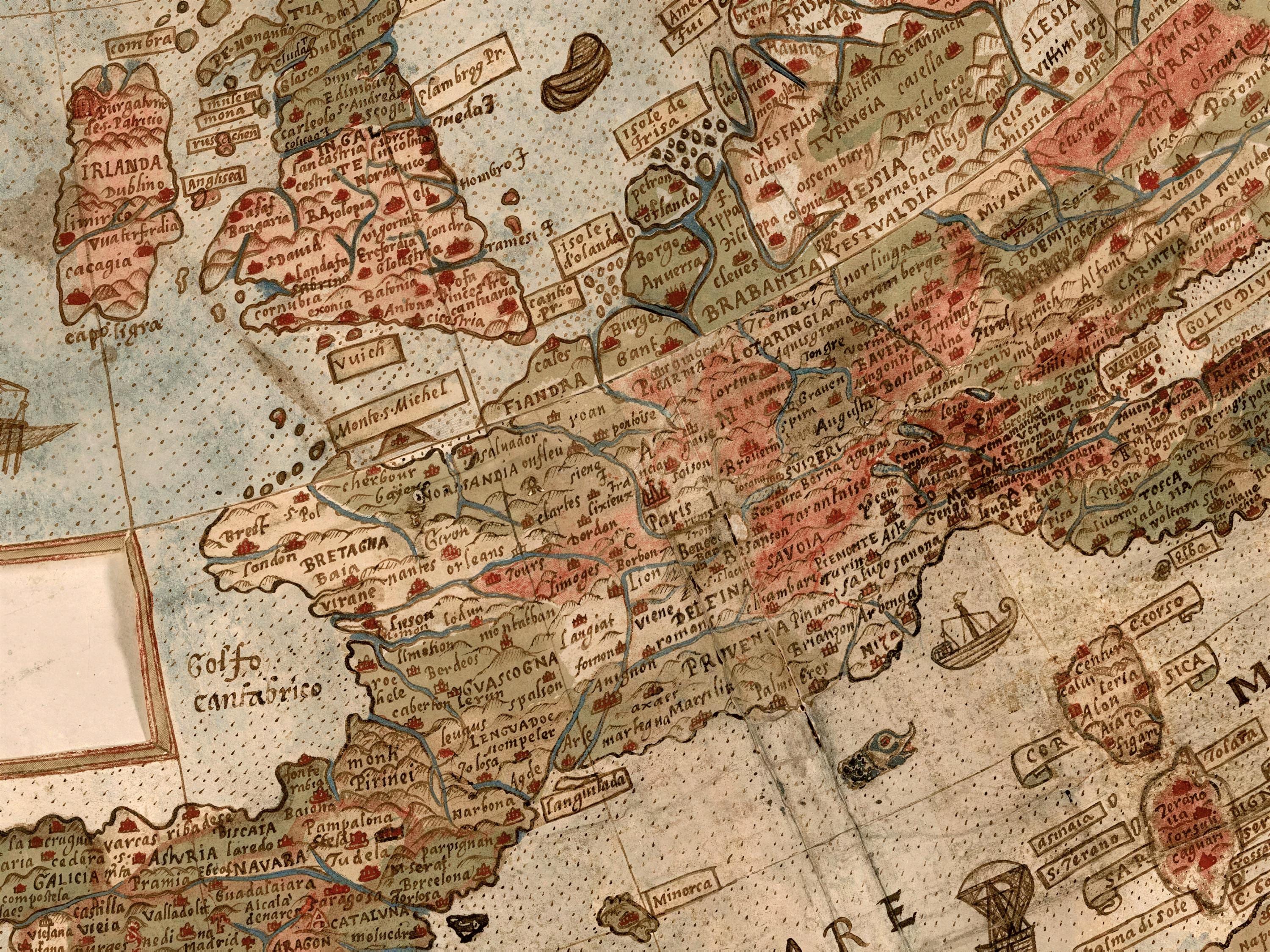 ウルバノ・モンテ地図、ルネッサンス時代の天球儀プリント