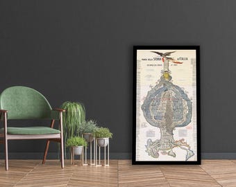 Vintage Italy History Timeline Map Art Print