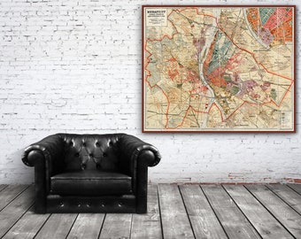 Budapest map, vintage Budapest Hungary, Budapest city print, Hungary maps, Hungary gift, large Hungary home decor art print, Budapest art.