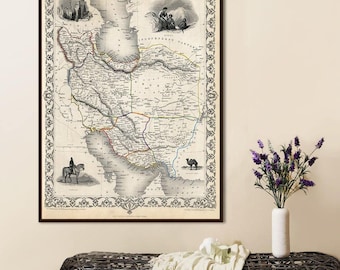 Antique Persia Map Print: Iran Wall Art Decor, Isfahan